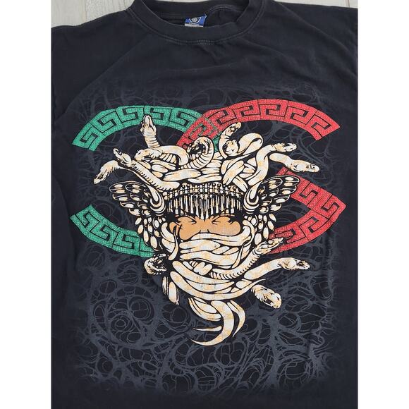 Give Me Face Men's 3XL T-Shirt Black Short Sleeve Snakes Y2K Graphic Print 90s - Picture 2 of 8